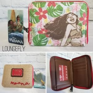 Loungefly Moana Disney Princess Floral Zip Wallet New Limited